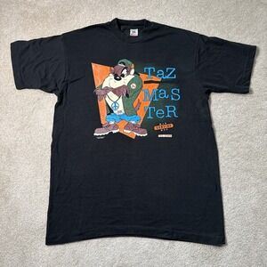 Vtg 1993 Warner Bros Looney Tunes Taz Shirt Black Men's Single Stitch XL Hip Hop